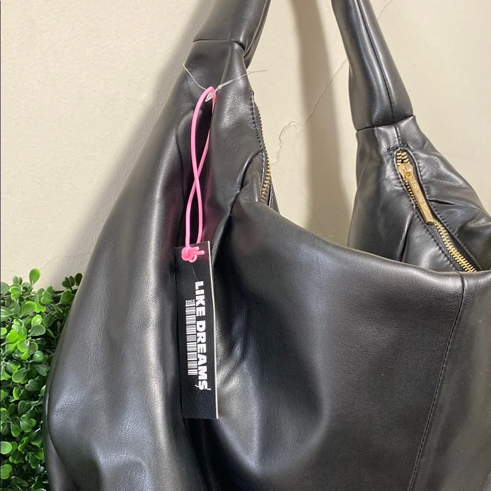 Elegant Black Faux Leather Hobo